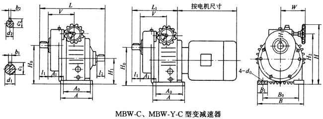 MBW-C、MBW-Y-C型變減速器主要尺寸
