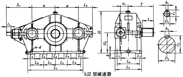 BJZ125……型三環減速機外形及安裝尺寸