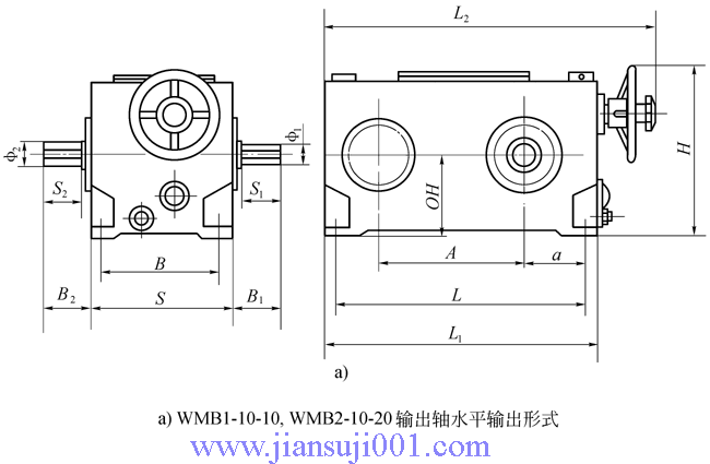 WMB系列三相并列脈動(dòng)無(wú)級(jí)變速器外形及安裝尺寸
