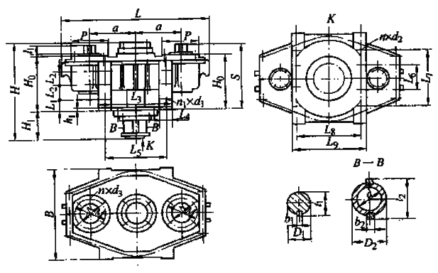 ZZRH型二環減速器外形尺寸(JB-T10299-2001)