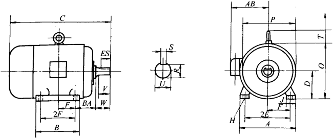 NEMA標準三相異步電動機外形尺寸(143~499T機座)